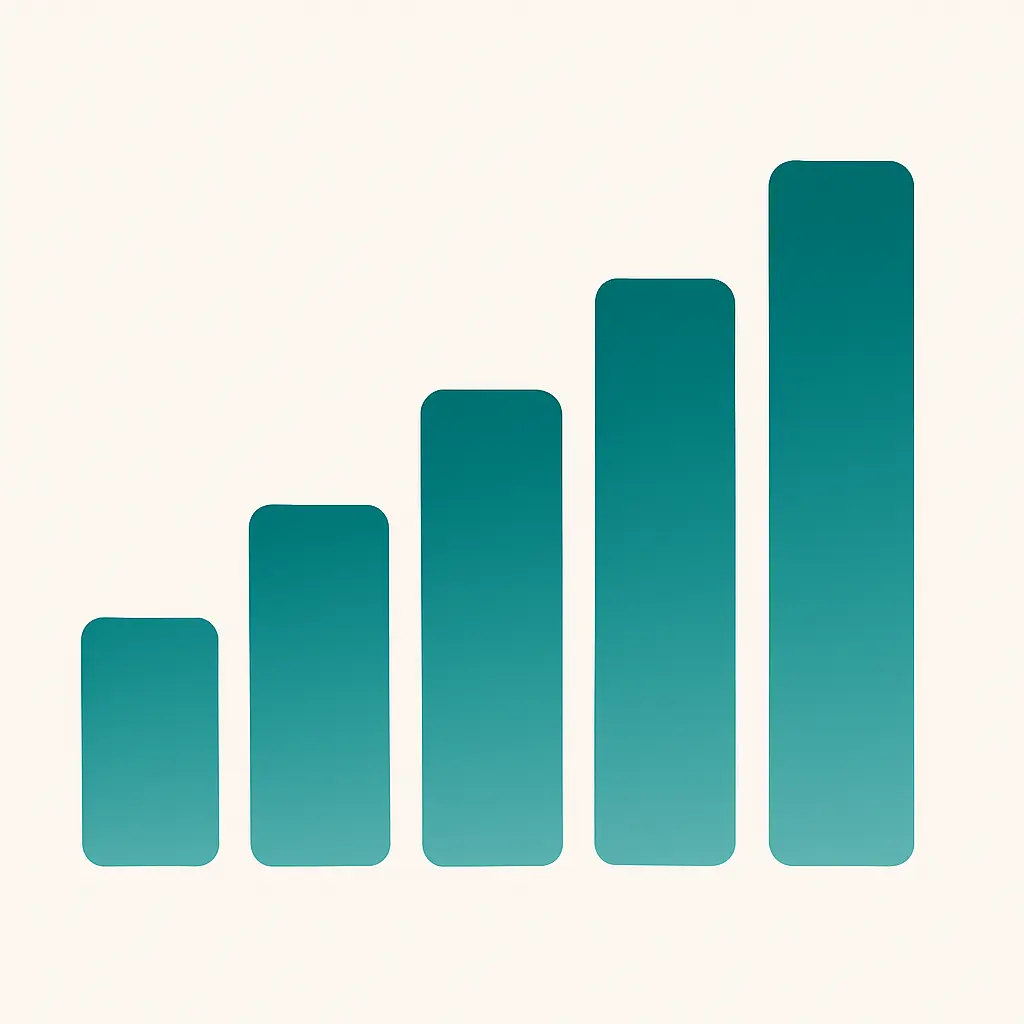 Abstract illustration of a stipend rising in steps across successive years