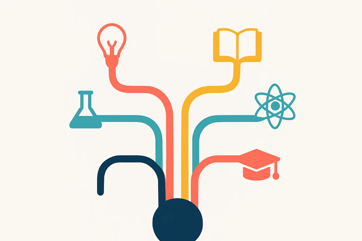 Abstract illustration of branching research disciplines