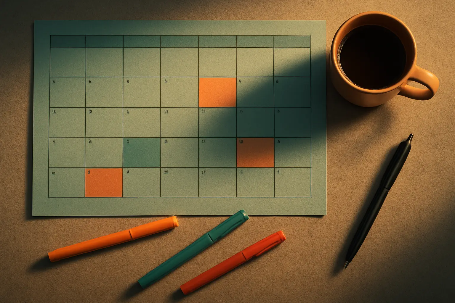 Wall planner with a highlighted submission deadline