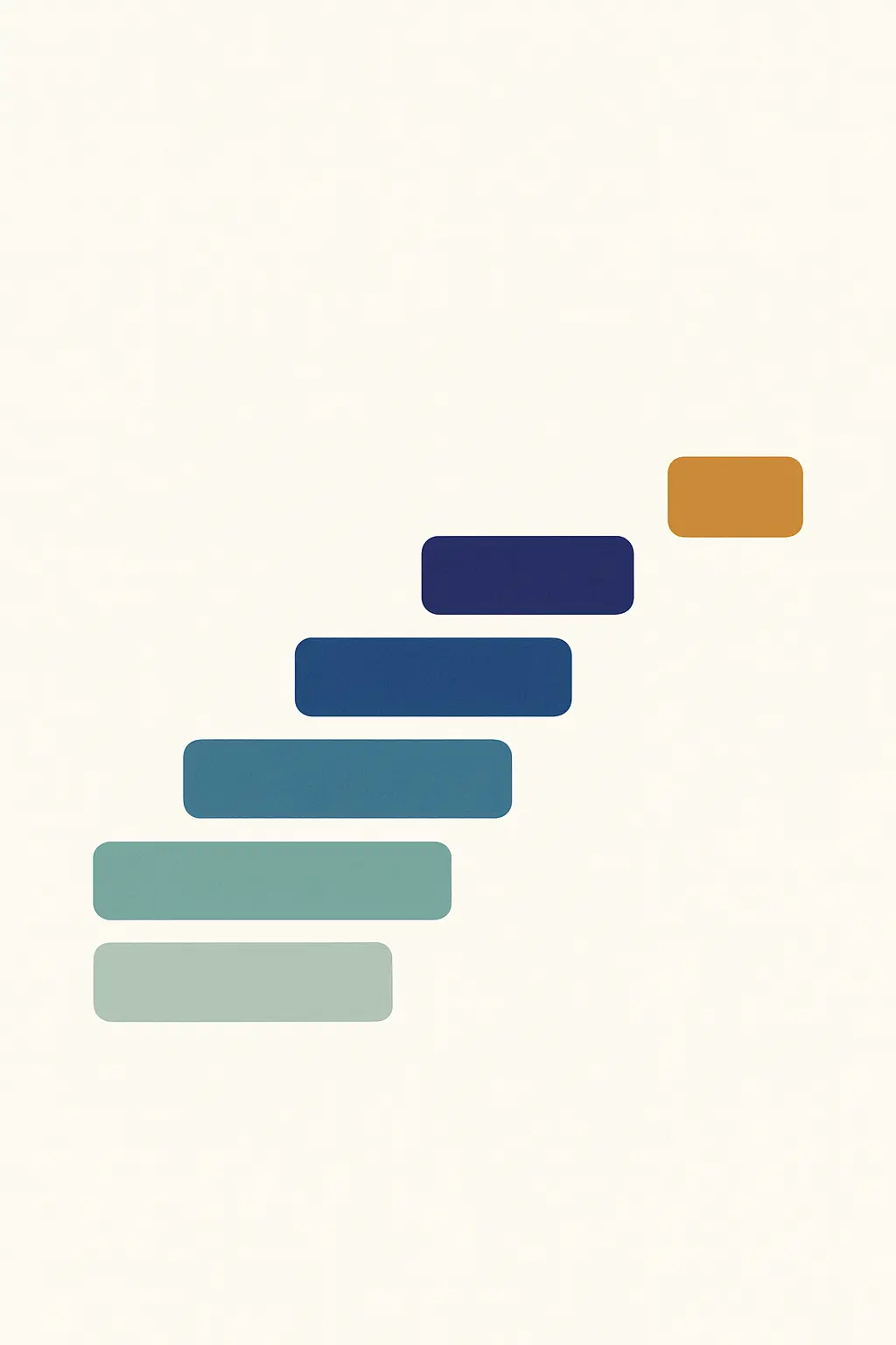 Abstract illustration of a stepped ladder rising from a light tone to a dark saturated tone