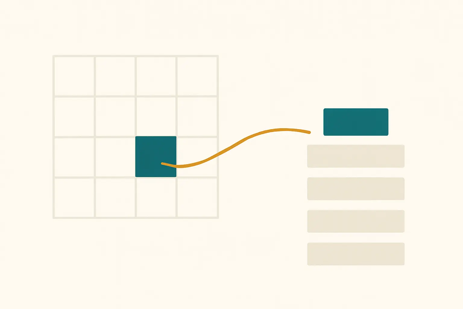 Abstract illustration of a single figure being lifted from a table into a line of running text