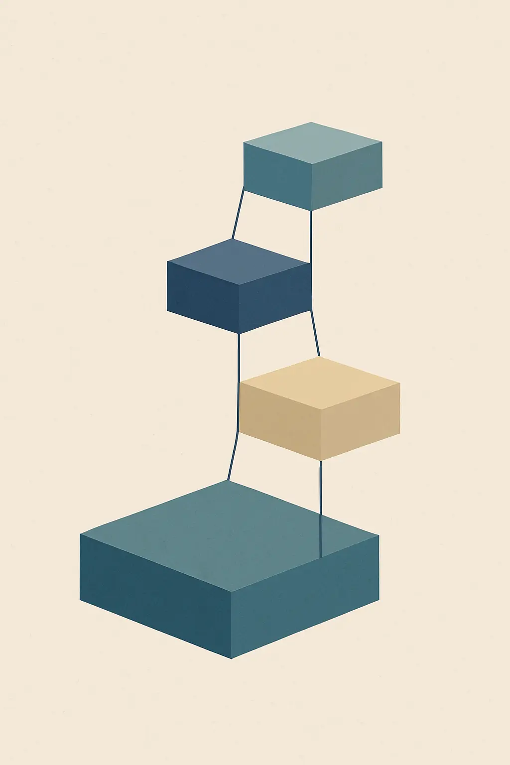 Ascending geometric platforms representing successive degree levels from undergraduate project to doctoral thesis