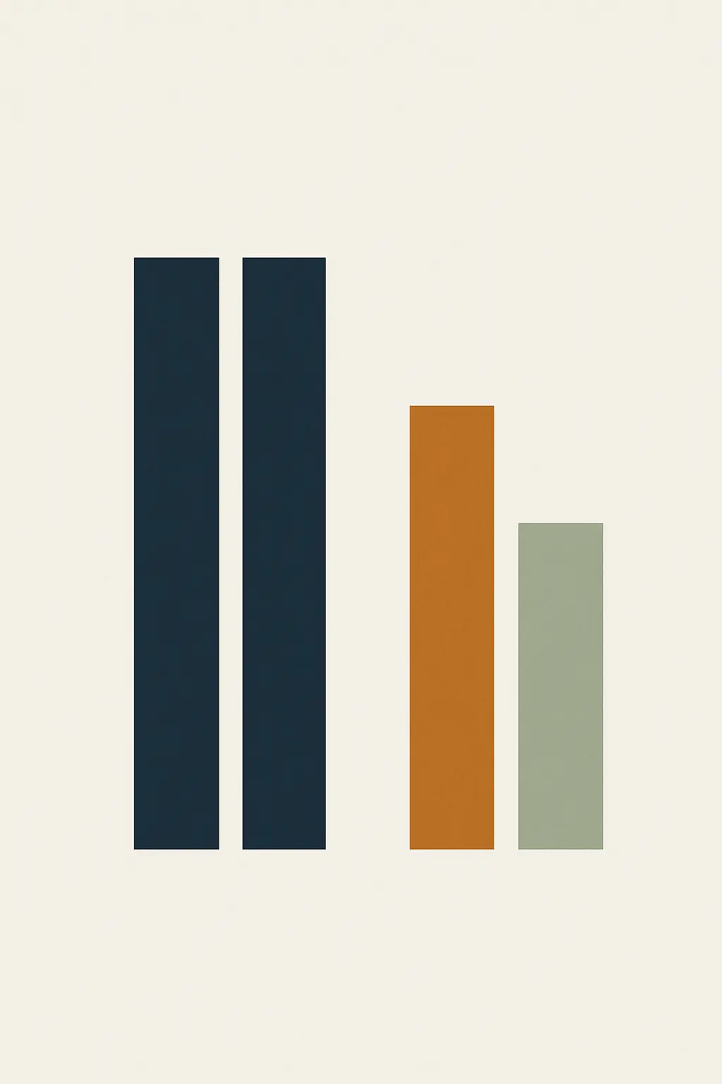 Abstract illustration of two pairs of bars, one pair equal in height and one pair clearly unequal