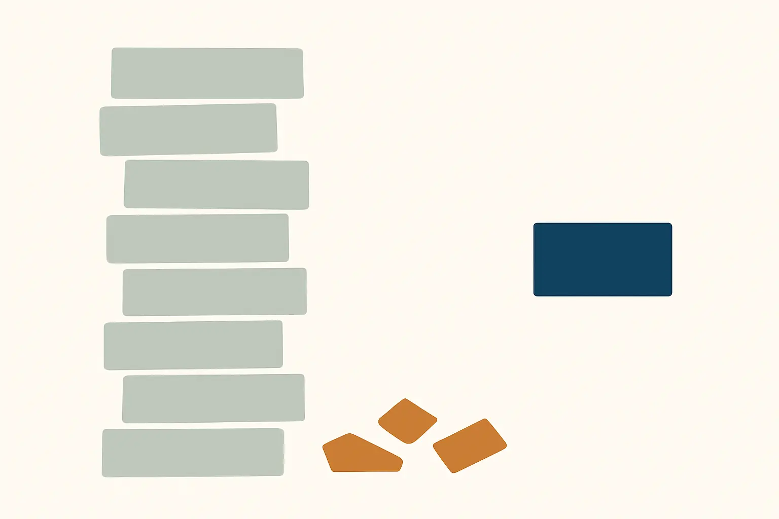 Abstract illustration of a large block reduced to one small dense block with the remainder set aside