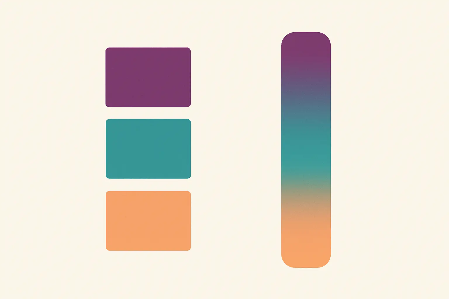 Abstract illustration contrasting categorical blocks with a continuous gradient scale