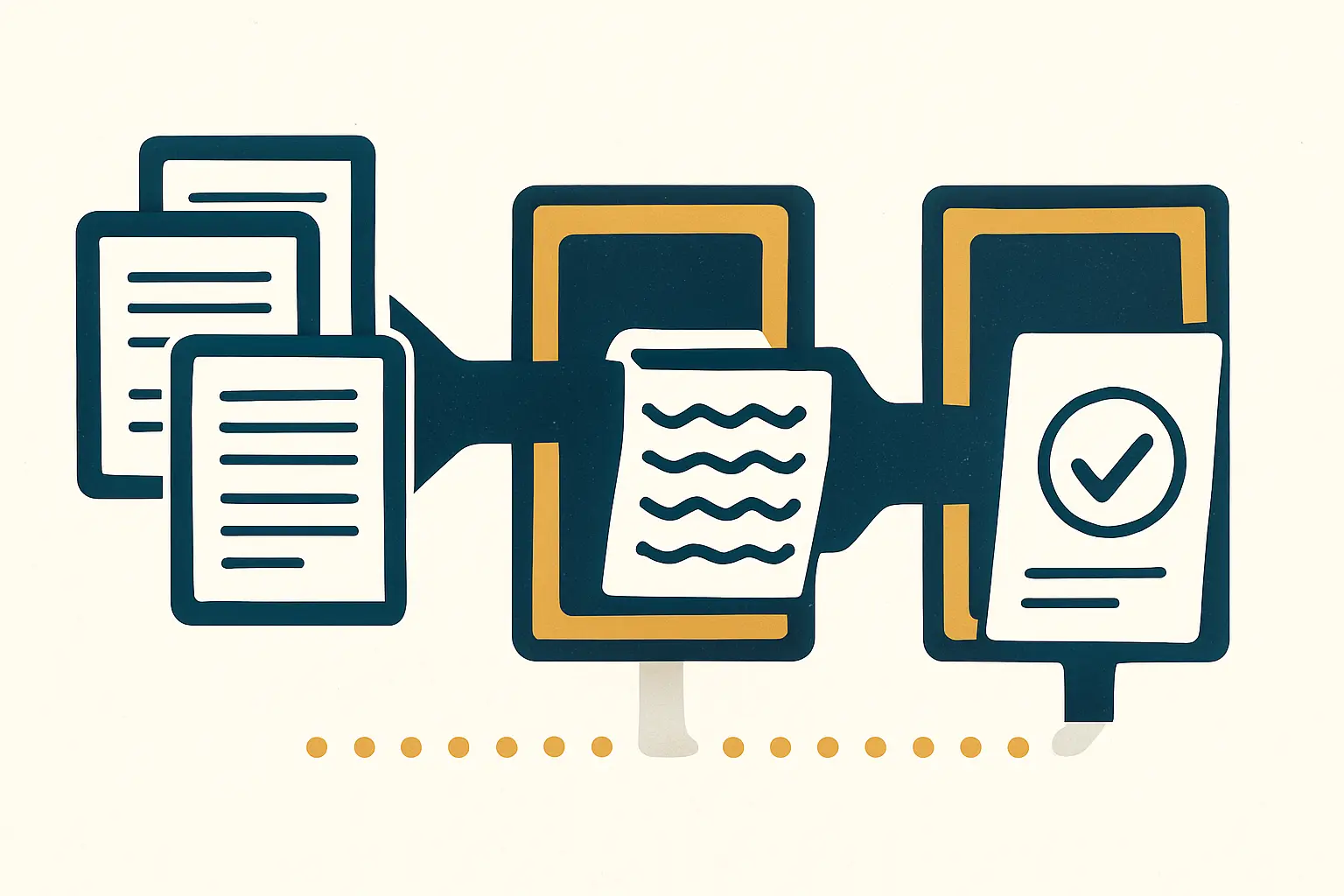 Abstract illustration of documents filtered through indexing checks