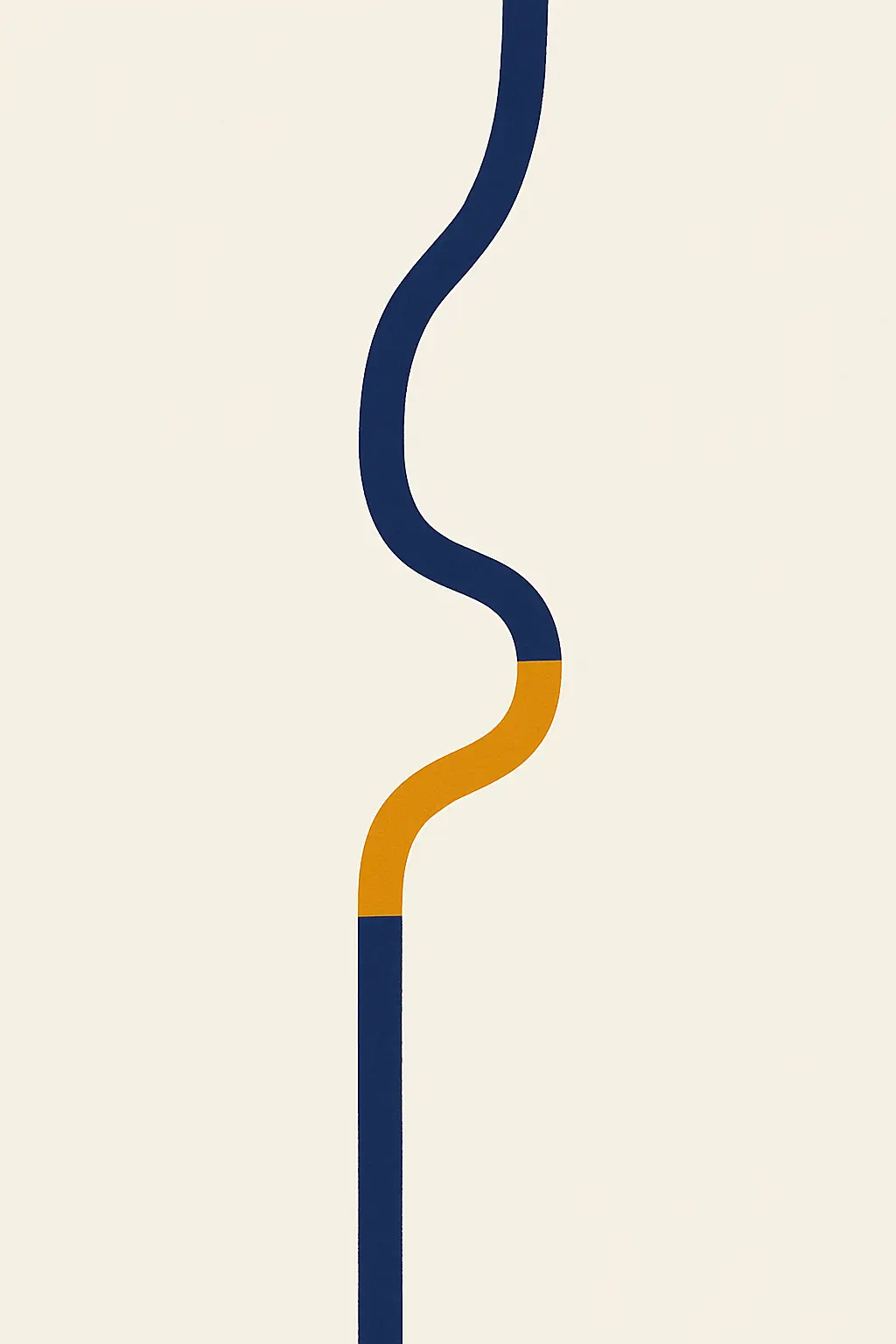 Abstract illustration of a path that breaks and reconnects around a gap
