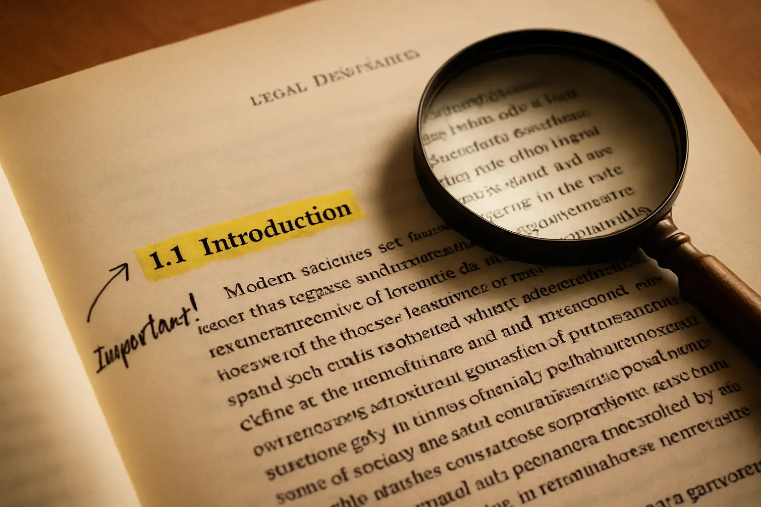 Close-up of an annotated LL.M. dissertation chapter with a highlighted statutory section number